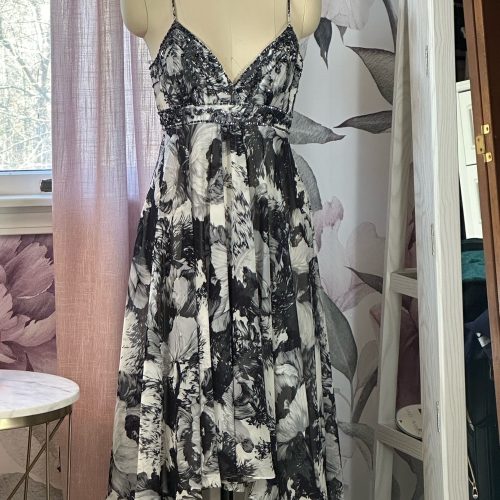 Niki B Hi-low Swing Dress with Sparkle Bodice